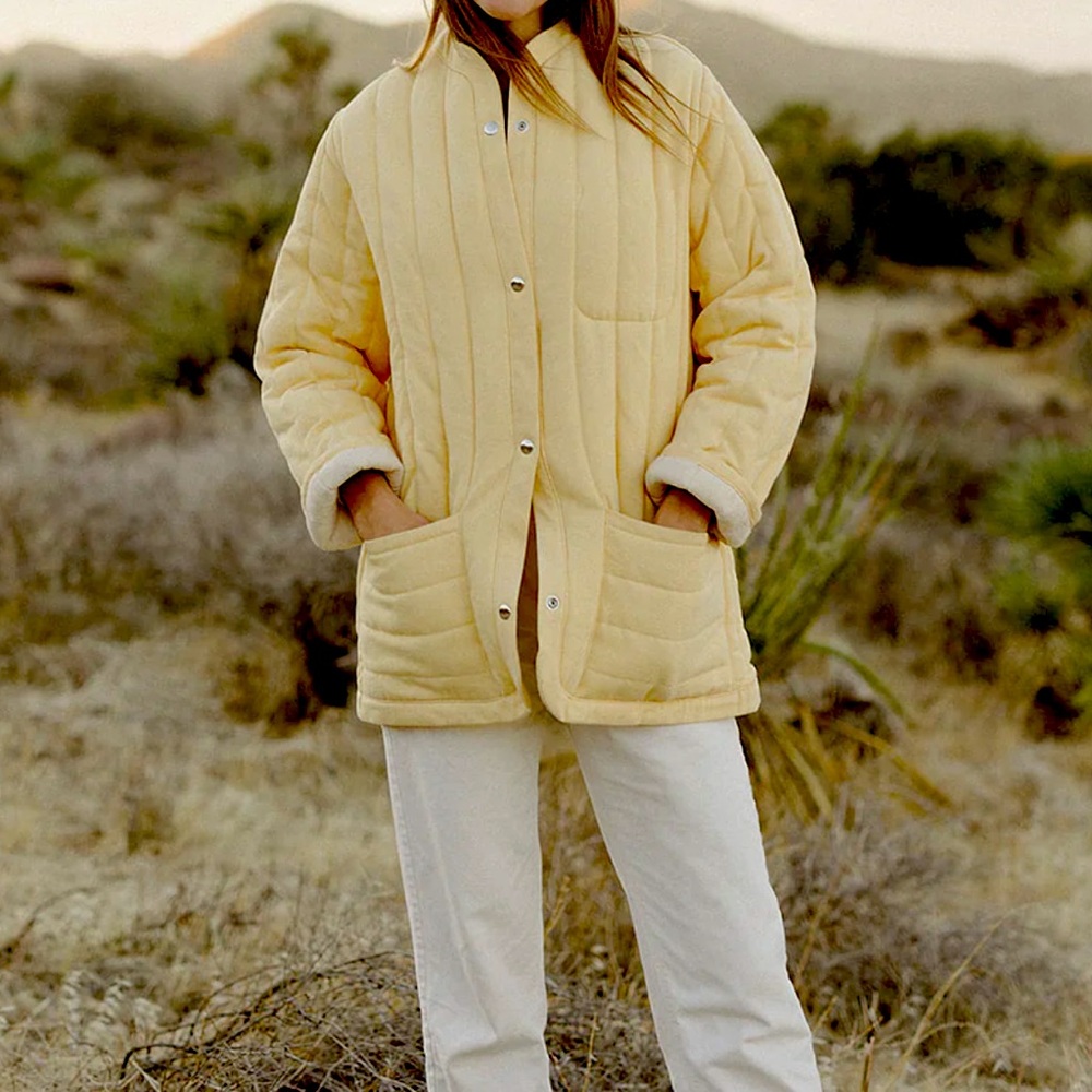 Kordal Sawyer reversible quilted coat, mellow yellow